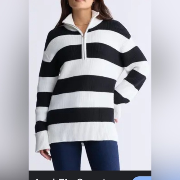 XL Black and White Turtleneck Sweater with Geometric Design - Picture 3 of 6